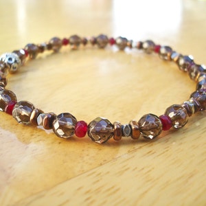 Men's Minimalist Spiritual Healing, Commitment and Protection Bracelet Semi Precious Smoky Quartz, Hematites, Garnet David Beckham Bracelet image 3