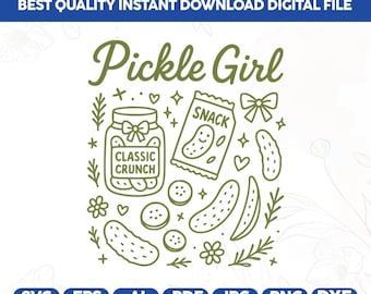 Pickle Lover Doodles SVG PNG,Doodle Art,Coquette Svg,Girl Who Loves Pickles Png,Transparent Background,Trendy Svg Png,Pickle Lovers Shirt