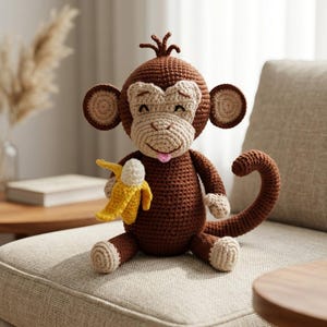 Virkad apa-mönster PDF, Amigurumi-apa-virkmönster, Söt apa-plyschleksakshandledning, DIY-gosedjur PDF, Virkad djurleksak PDF