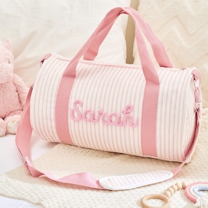 Personalized Duffle Bag with Name, Lightweight Dance Bag, Weekender Bag, Kids Travel Bag, Cotton Training Gym Bag