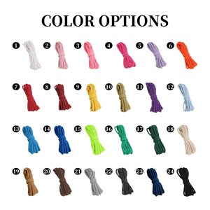 May include: An image displaying 24 color options of rope bundles. The colors include white, pink, red, orange, purple, blue, green, yellow, brown, and gray. The text "COLOR OPTIONS" is at the top of the image.