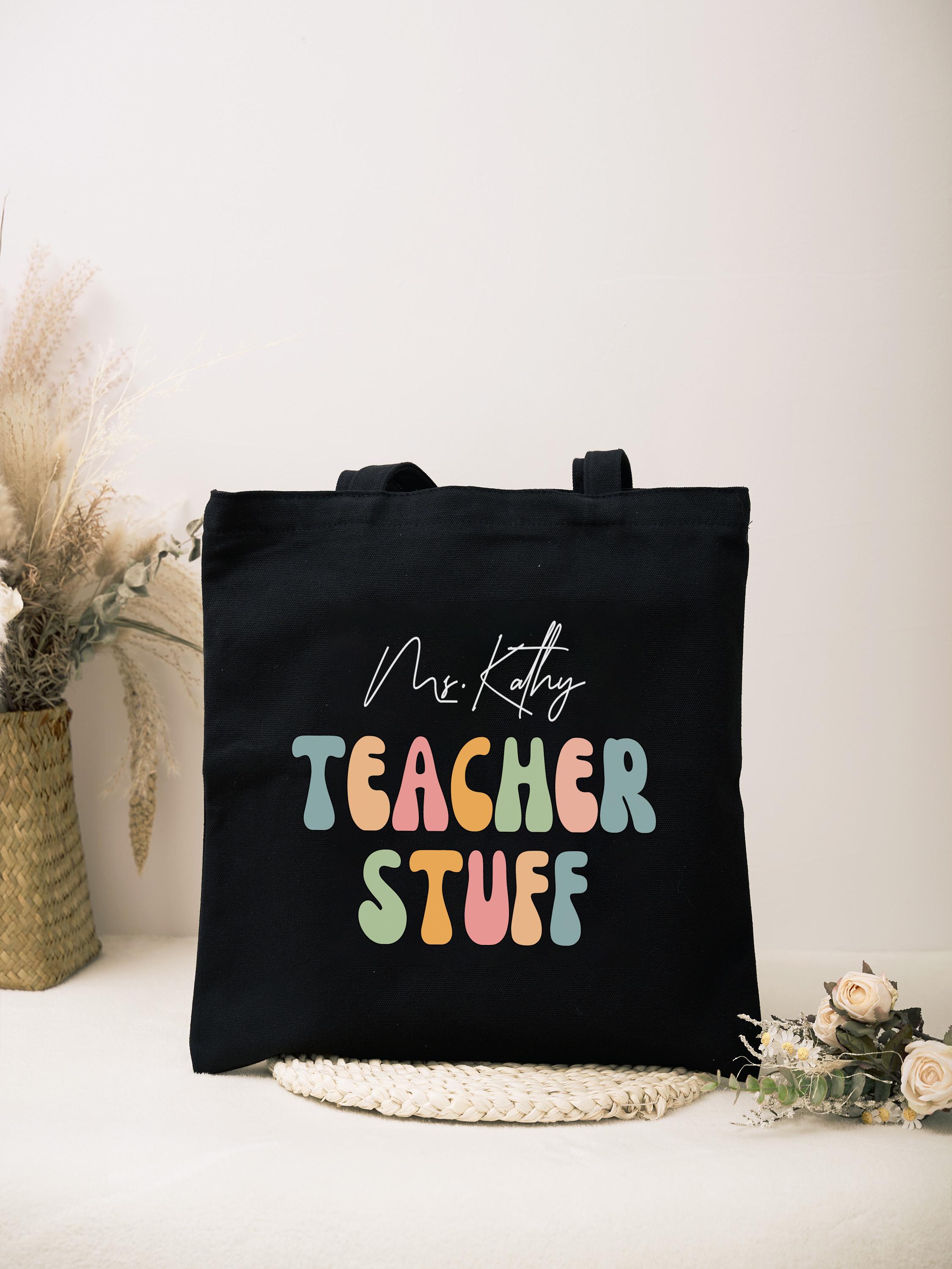 Personalized Teacher Tote Bag With Zipper, Custom Teacher's Name Canvas ...