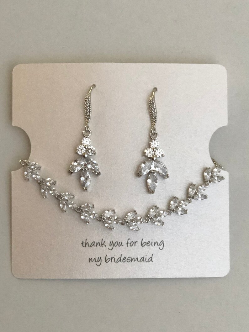 Bridesmaid Bracelet and Earrings Set Wedding Jewelry Dangle Etsy