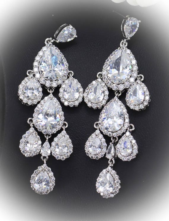 Buy Yellow Chimes Silver -toned Studded Rhinestone Crystal Long Chain Chandelier  Earrings Online