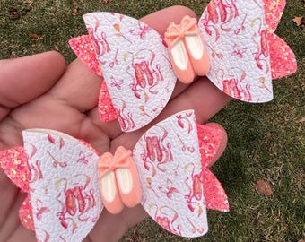 Conjunto de lazos de ballet / Horquillas para el pelo de bailarina / Accesorios para clases de baile / Lazos de piel sintética con purpurina / Par de lazos para el pelo de bailarina / Regalo de baile para niña