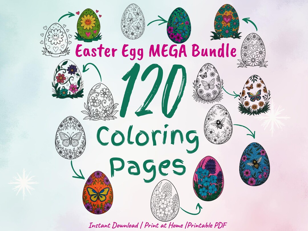 Easter Coloring Pages Mega Bundle | 120 Printable Pages | Kids Easter ...
