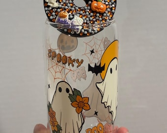 16oz Halloween Glass Can