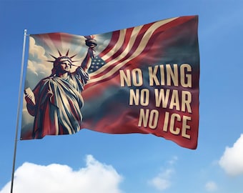 No King No War No ICE Protest Flag, Anti War Rally Immigration Rights Protest Flag, Political Activism March Flag, No Ice Flag UOXV09