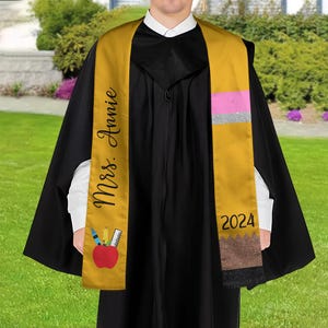 Personalized Sash, Custom Teacher Graduation Stole, Pencil Stole Graduation Class Of 2026, Teacher Graduation Sash