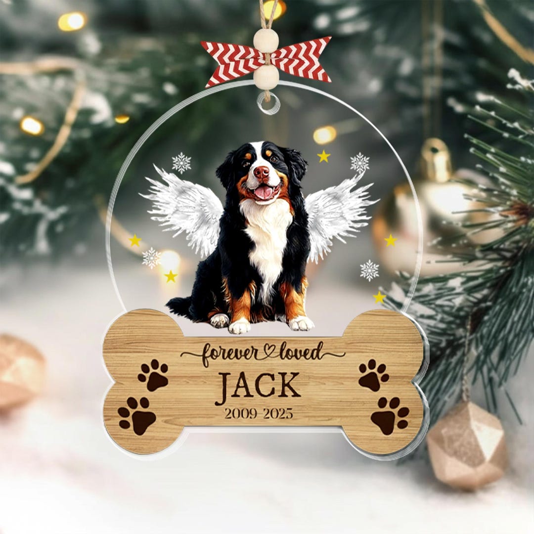 Personalized Dog Memorial Ornament, Pet Loss Gift With Angel Wings ...