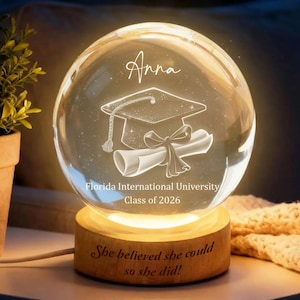 Personalized Graduation Gift, Class of 2026 Crystal Ball Night Light, Graduation Day, Graduation Gift For Senior,Grad Gift For Granddaughter