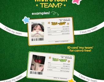 Plantilla de tarjeta de identificación Kpop / Tarjeta fotográfica editable en Canva / Descarga digital imprimible tamaño A4