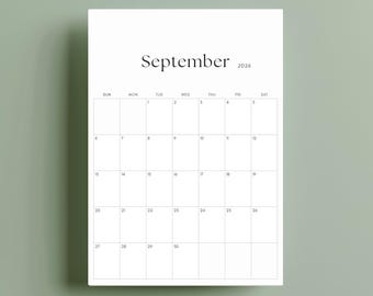 2026 Minimalist Monthly Calendar – Desk Calendar, Printable PDF(US letter/A4)