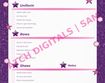 Cheer Bow & Uniform Care Checklist | Printable Cheer Gear PDF