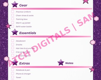 Cheer Weekly Practice Packing Checklist | Printable Athlete Gear PDF