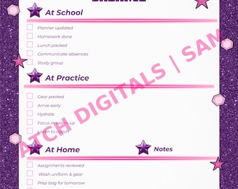 Cheer School & Cheer Balance Checklist | Printable Student Athlete PDF