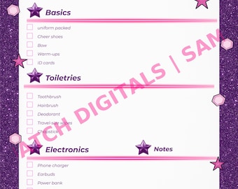 Cheer Travel Bag Essentials Checklist | Printable Packing PDF