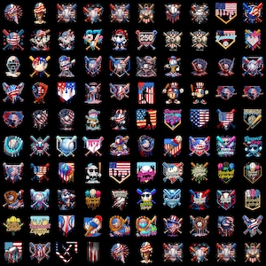 Paquete de más de 90 imágenes PNG de béisbol con efecto de goteo y bandera estadounidense, imágenes PNG de béisbol del 4 de julio, diseño patriótico de EE. UU., imágenes PNG de helado con efecto de goteo, descarga digital de béisbol.