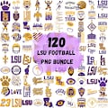 120 LSU Football PNG Bundle, LSU Tigers Graphics, College Football Shirt, Purple Gold Sports Designs, Game Day Sublimation, Digital Download