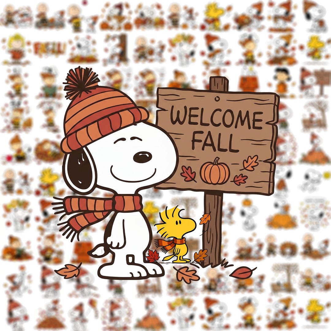 Snoopy Fall Pattern Snoopy Autumn PNG for Shirts, Peanuts Fall Clipart Bundle, Welcome Fall ...