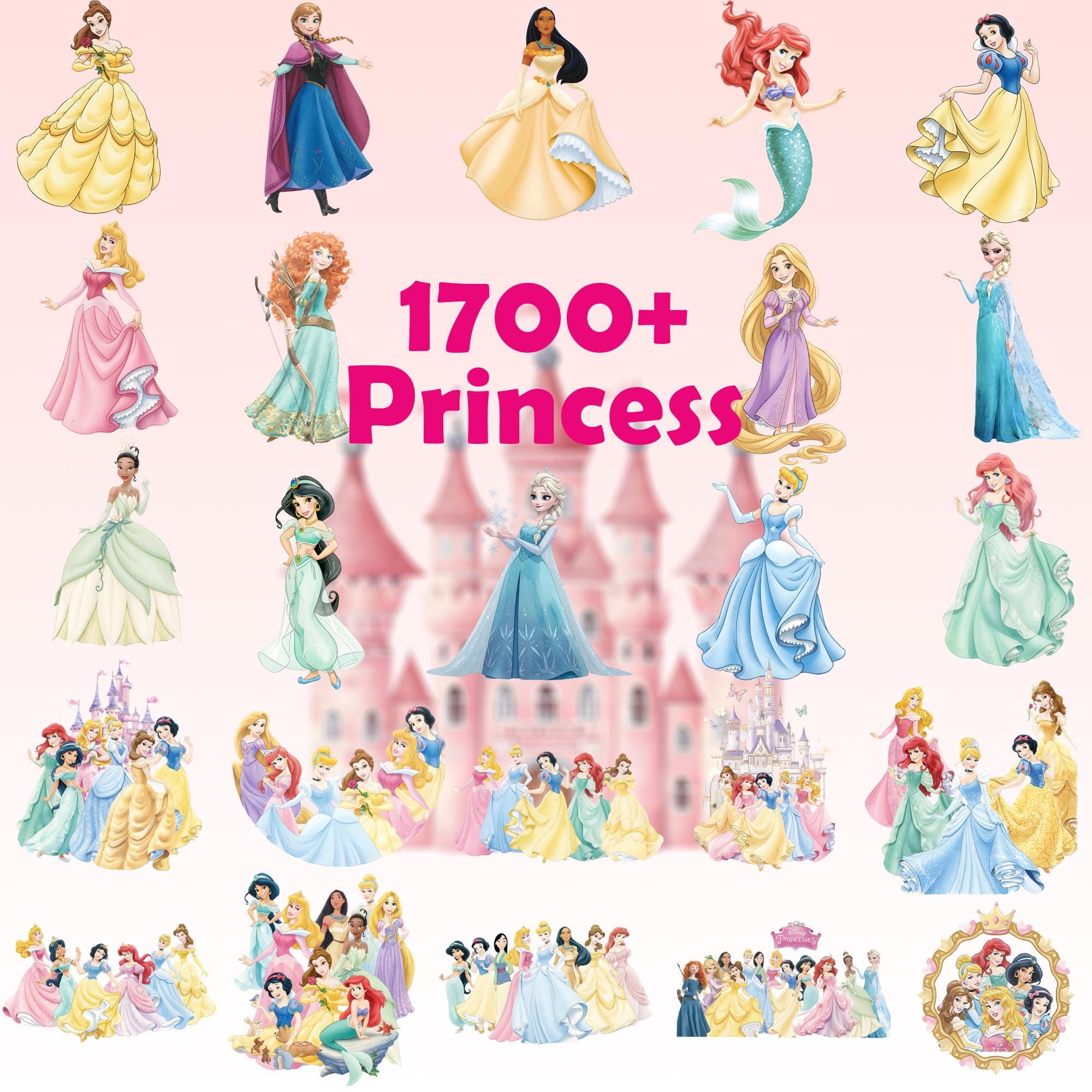 Princess PNG Cliparts Bundle, Princess Cartoon PNG Images, Birthday ...