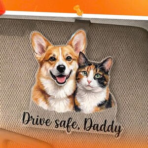 Personalized Photo Pets Car Sun Visor Clip, Custom Dog Daddy Drive Safe Mom