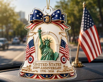 250th America Flag US Hanging Car Charm, 1776-2026 Anniversary Patriotic Gift