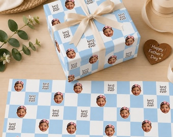 Personalized Cute Baby Kids Face Photo Wrapping Paper: Unique Gift Best Dad Ever