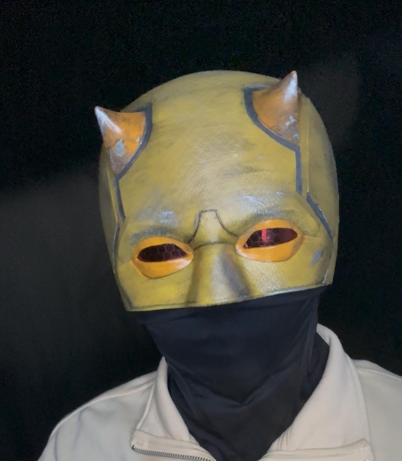 Yellow Daredevil Mask | Classic Daredevil Cosplay Helmet | Horned