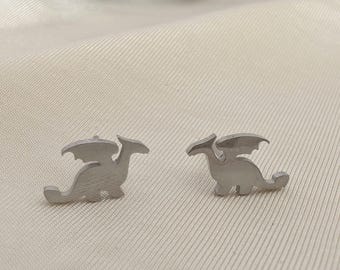 Dragon Earrings Minimalist, Whimsical Fantasy Jewelry, Stainless Steel Stud Earrings, Dainty Mythical Dragon Jewelry, Unique Cute Earrings