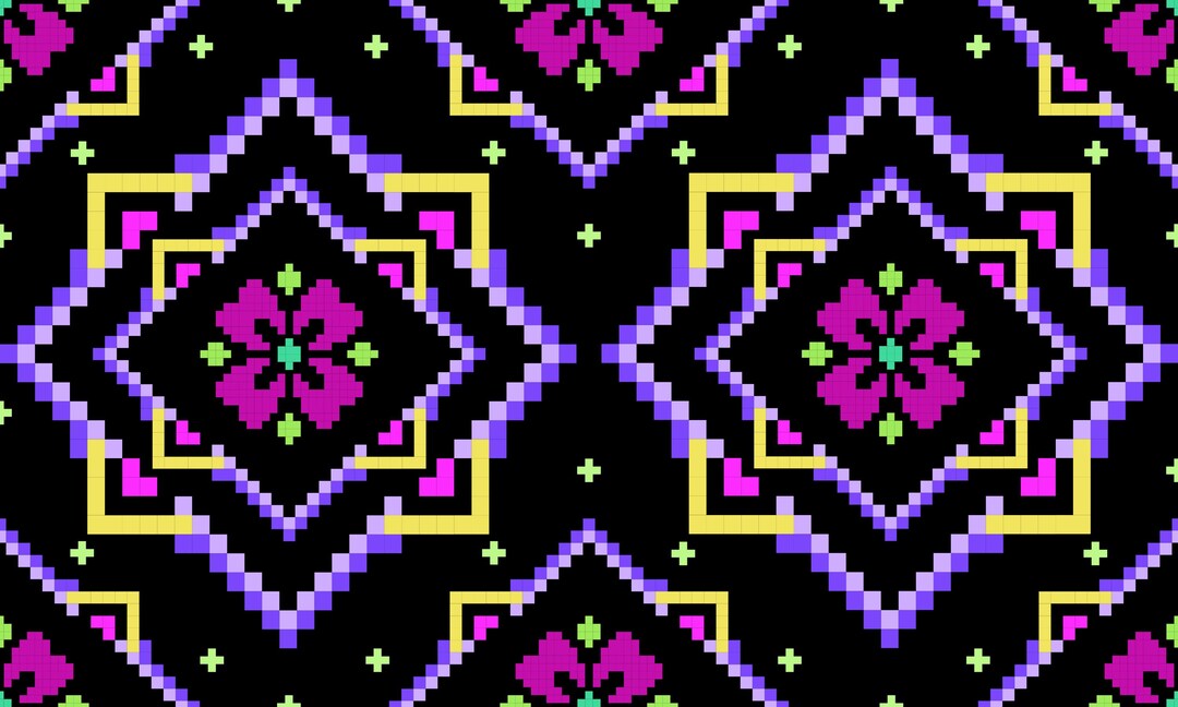 Retro 8 Bit Flower Background , Pixel Floral Pattern - Etsy
