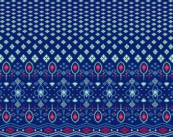 Ethnic Textile Style Background , Indigo Geometric Pattern Design