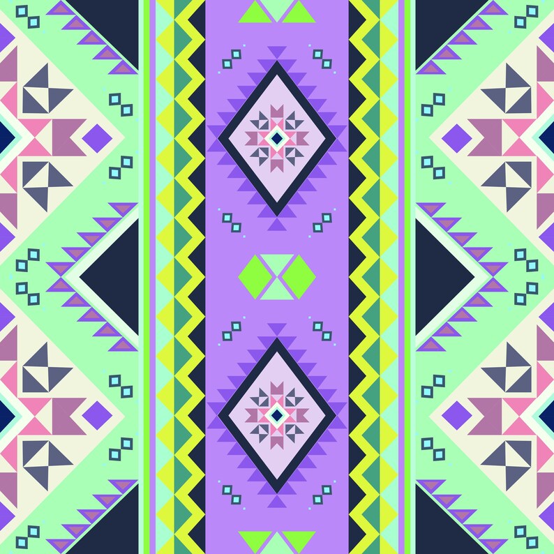 Tribal Geometric Pattern Purple Aztec Boho Fabric Design - Etsy
