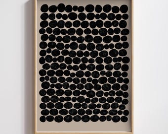 Abstracte zwarte stippenprint | Organische minimalistische muurkunst (digitale download)