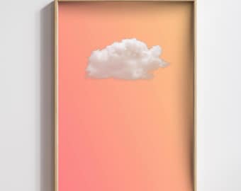 Minimal Cloud Art, pastelkleurige lucht met kleurverloop, abstracte muurprint (digitale download)