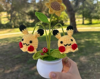 Crochet Pikachu Potted Flower