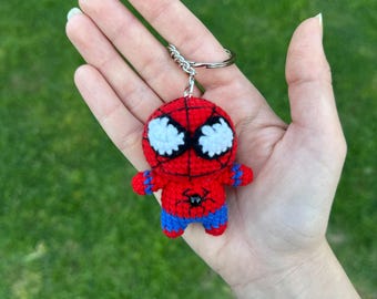 Crochet Spiderman Keychain: Handmade Amugurumi Spiderman Figure