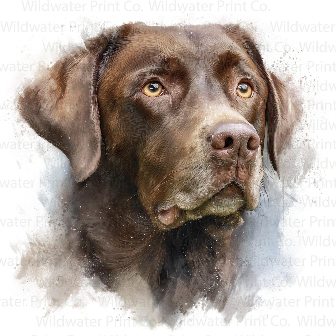 Chocolate Lab Watercolor Style Clip Art PNG - Chocolate Labrador Dog ...
