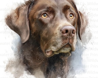 Chocolate Lab Watercolor Style Clip Art PNG - Chocolate Labrador Dog Print - Dog Lover Gift - Printable Wall Art Digital Download