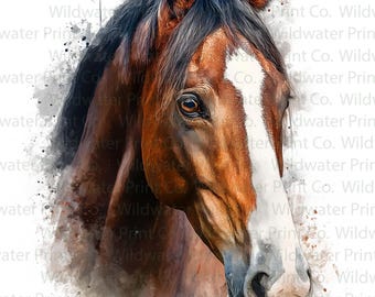 Imágenes prediseñadas de caballos en acuarela – Regalo para amantes de los caballos – Arte de caballos para imprimir – Descarga digital
