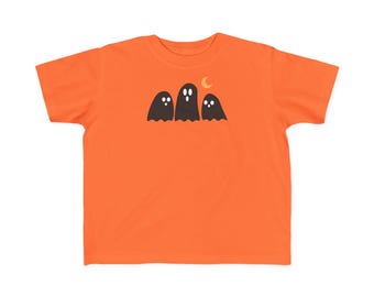 Camiseta infantil com estampa de fantasma preto, camiseta infantil de Halloween, camiseta fofa com estampa de fantasma, roupa infantil para "doces ou travessuras", presente de outono