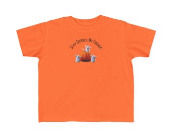 Camiseta infantil "Stay Spooky My Friends", camiseta infantil divertida de Halloween, camiseta fofa com estampa de fantasma, roupa para "Doces ou Travessuras", presente de outono