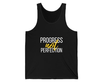 Progress Not Perfection Motivational Tank Top — Gym Workout Tank for Men and Women