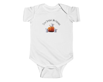 Body infantil "Fiquem Assustadores, Meus Amigos", Body de Halloween para Bebê, Roupa de Fantasma Fofa para Bebê, Presente Divertido de Halloween para Bebê, Roupa de Halloween para Recém-Nascido