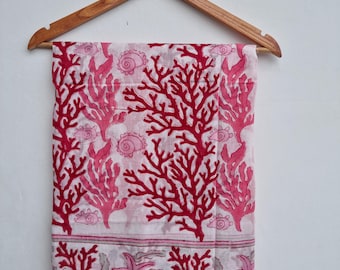 Hand Block Print Cotton Sarong: Lightweight Beach Cover-Up