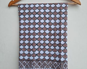 Pareo con estampado de bloques a mano, bufandas de algodón, hermoso pareo de algodón, duppata de algodón puro hecho a mano, bufanda con estampado floral, pareo de playa con estampado Sanganeri