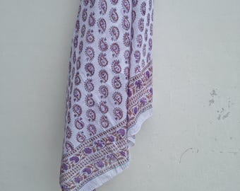 Pareo de algodón para playa, pareo indio con estampado de bloques a mano, traje de baño, pareo de playa, pareo de verano, regalo para ella