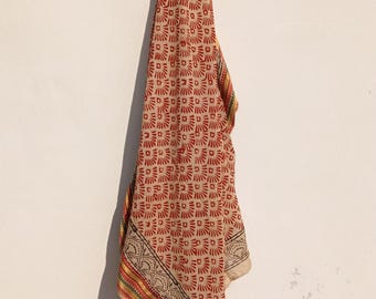 Sarong in cotone stampato a mano: scialle da spiaggia boho, sciarpa leggera