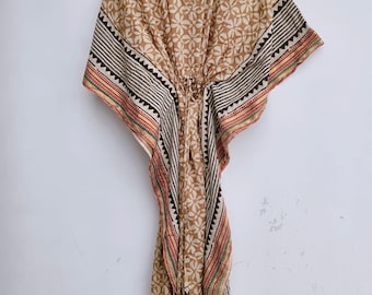 Indian Handmade Cotton Block Print Kaftan Women's Sleep wear Kaftan Soft And Comfortable Maxi Dress Bikini Cover Up ,Gift for Her