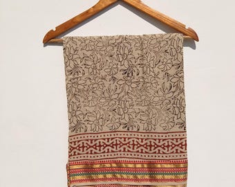 Hand Block Printed Cotton Sarong: Zari Beach Wrap Pareo
